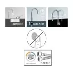 Baterie Bucătărie Negru Avital Trent - Cu Duș Extractibil